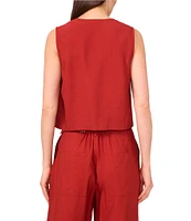 Vince Camuto Coordinating V Neck Sleeveless Tie Front Vest