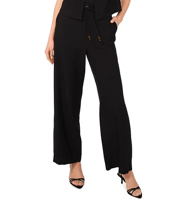 Vince Camuto Coordinating Woven Belted Straight Leg Pants