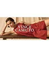 Vince Camuto Coordinating Woven Crew Neck Sleeveless Lace Hem Blouse