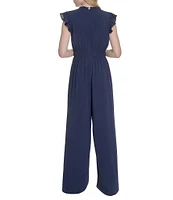 Vince Camuto Crepe V-Neck Ruffle Sleeve Jumpsuit