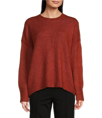 Vince Camuto Crew Neck Long Sleeve Extended Shoulder Seamed Cozy Statement Sweater