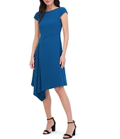 Vince Camuto Crew Neck Short Sleeve Asymmetrical Dress