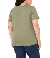 Vince Camuto Plus Size Crew Neck Short Sleeve Blouse