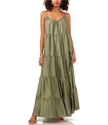 Vince Camuto Crew Neck Sleeveless Maxi A-Line Dress