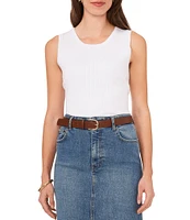 Vince Camuto Crew Neck Sleeveless Ribbed Tank