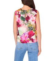 Vince Camuto Crew Neck Sleeveless Floral Blouse