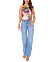 Vince Camuto Crew Neck Sleeveless Floral Blouse