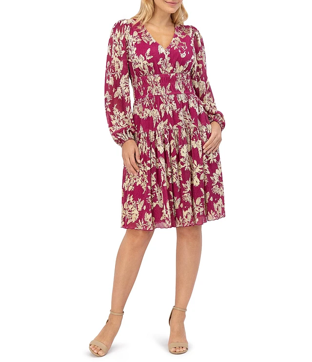 vince camuto metallic fit and flare dress Vince Camuto Petite Cutout Fit & Flare Metallic Jacquard Dress In Magenta
