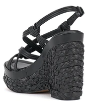 Vince Camuto Delyna Strappy Leather Platform Raffia Wedge Sandals