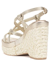 Vince Camuto Delyna Strappy Leather Platform Raffia Wedge Sandals