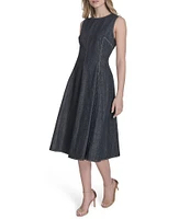 Vince Camuto Denim Boat Sleeveless Neckline Fit and Flare Midi Dress