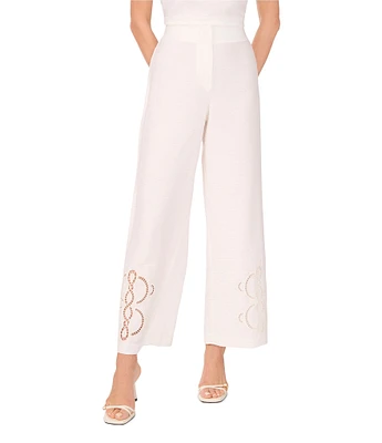 Vince Camuto Embroidered Coordinating Cutout Wide Leg Pants