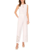 Vince Camuto Embroidered Coordinating Cutout Wide Leg Pants