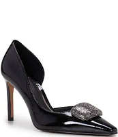 Vince Camuto Emelia Crinkle Patent Leather Rhinestone Ornament Stiletto Pumps