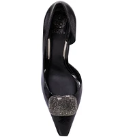 Vince Camuto Emelia Crinkle Patent Leather Rhinestone Ornament Stiletto Pumps