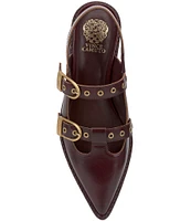 Vince Camuto Faye Leather Double Buckle Slinback Flats