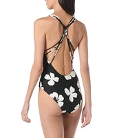 Vince Camuto Floral Plunge V-Neck One Piece Swimsuit