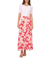 Vince Camuto Floral Print Maxi A-Line Skirt
