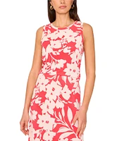 Vince Camuto Floral Print Round Neck Sleeveless Tank