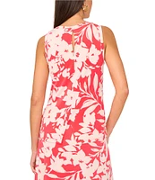 Vince Camuto Floral Print Round Neck Sleeveless Tank