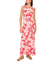 Vince Camuto Floral Print Round Neck Sleeveless Tank