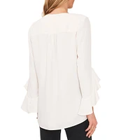 Vince Camuto 3/4 Flutter Sleeve V-Neck Crisscross Front Tunic