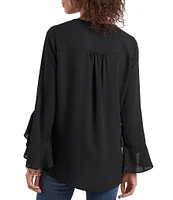 Vince Camuto 3/4 Flutter Sleeve V-Neck Crisscross Front Tunic