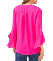 Vince Camuto 3/4 Flutter Sleeve V-Neck Crisscross Front Tunic