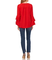 Vince Camuto 3/4 Flutter Sleeve V-Neck Crisscross Front Tunic