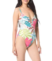 Vince Camuto Gold Dusk Fiji Floral V-Wire Neck One Piece Swimsuit