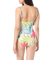 Vince Camuto Gold Dusk Fiji Floral V-Wire Neck One Piece Swimsuit