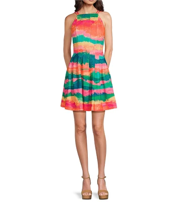 Vince Camuto Halter A Line Sleeveless Mini Dress