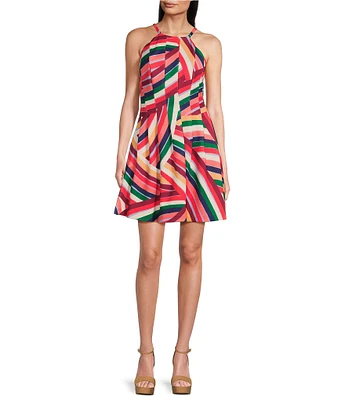 Vince Camuto Halter Neck Sleeveless A-Line Dress