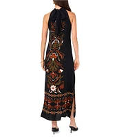 Vince Camuto Halter Sleeveless Maxi Tie Back Dress