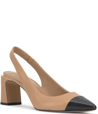 Vince Camuto Hamden Leather Cap Toe Slingback Pumps