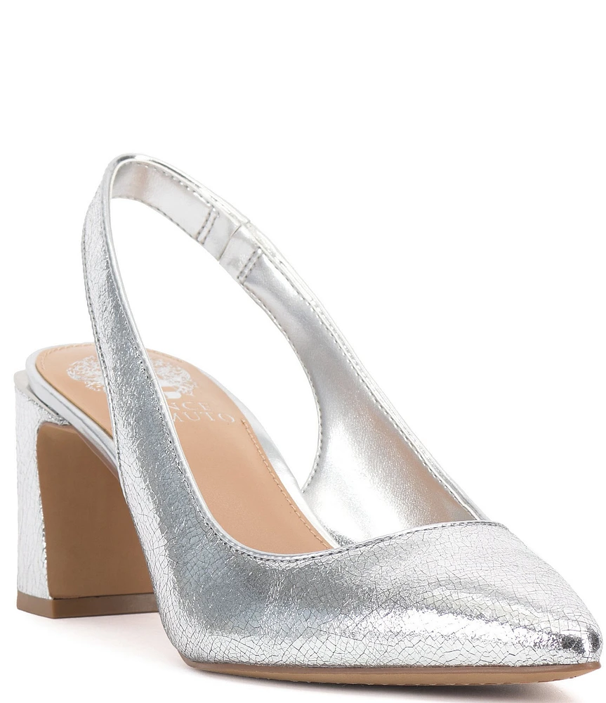 Vince Camuto Hamden Crinkle Metallic Leather Slingback Pumps