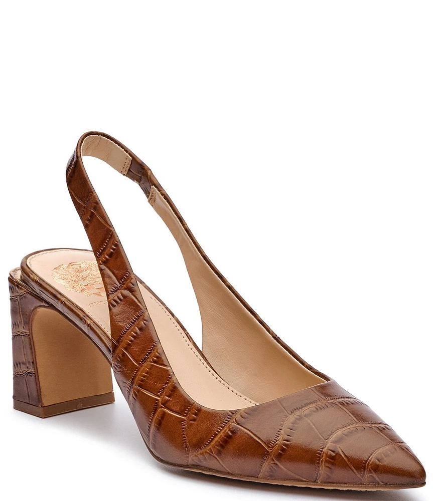 Vince Camuto Hamden Crocodile Embossed Leather Slingback Pumps