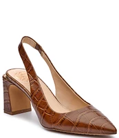 Vince Camuto Hamden Crocodile Embossed Leather Slingback Pumps