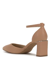 Vince Camuto Hendriy Leather Ankle Strap Block Heel Pumps