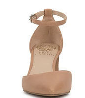 Vince Camuto Hendriy Leather Ankle Strap Block Heel Pumps