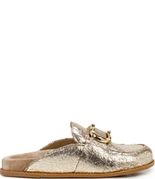 Vince Camuto Junnie Crackle Mirror Metallic Leather Slip On Buckle Mules