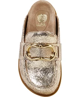 Vince Camuto Junnie Crackle Mirror Metallic Leather Slip On Buckle Mules