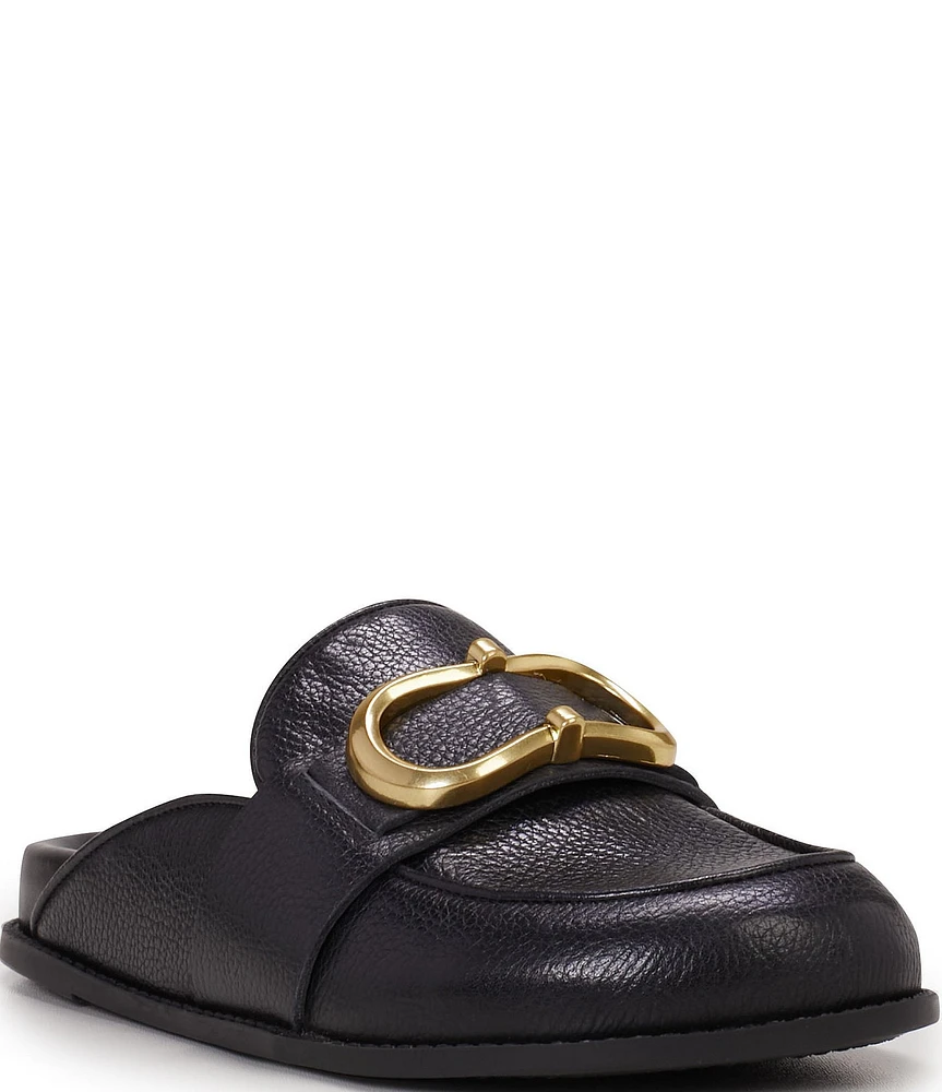 Vince Camuto Junnie Leather Slip On Buckle Mules