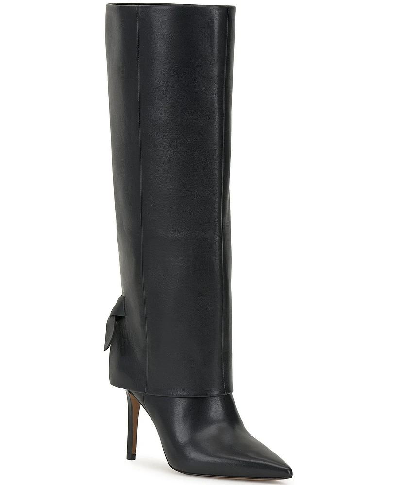 Vince Camuto Kammitie Leather Foldover Knotted Back Strap Tall Boots