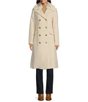 Vince Camuto Kara Faux Fur Collared Double Breasted Walker Coat