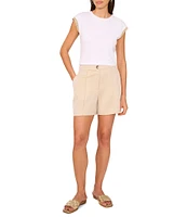Vince Camuto Knit Crew Neck Cap Sleeve Metallic Trim Tee