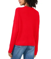 Vince Camuto Knit Crew Neck Drop Shoulder Long Sleeve Oversized Pullover Sweater