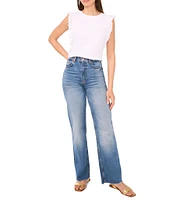 Vince Camuto Knit Crew Neck Ruffle Sleeve Eyelet Trim Tee