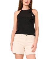 Vince Camuto Knit Halter Tie Neck Tassel Tank