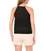 Vince Camuto Knit Halter Tie Neck Tassel Tank